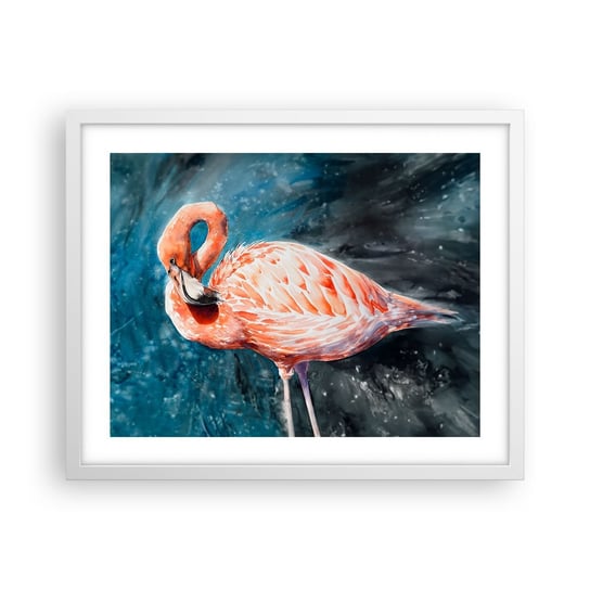 Obraz - Plakat - Dekoracyjny z natury - 50x40cm - Flaming Ptak Natura - Foto Plakaty w ramie koloru białego do Salonu Sypialni ARTTOR ARTTOR