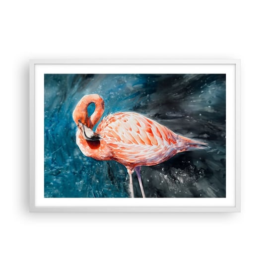 Obraz - Plakat - Dekoracyjny z natury - 70x50cm - Flaming Ptak Natura - Nowoczesny modny obraz Plakat rama biała ARTTOR ARTTOR