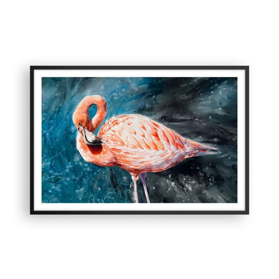 Obraz - Plakat - Dekoracyjny z natury - 91x61cm - Flaming Ptak Natura - Foto Plakaty na ścianę w czarnej ramie - Plakat do Salonu Sypialni ARTTOR ARTTOR