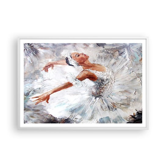 Obraz - Plakat - Delikatna i lekka jak tiul - 100x70cm - Baletnica Taniec Balet - Foto Plakaty w ramie koloru białego do Salonu Sypialni ARTTOR ARTTOR