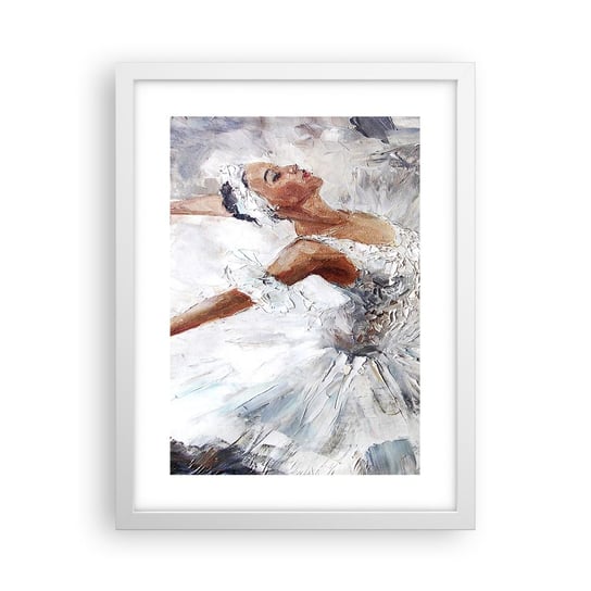 Obraz - Plakat - Delikatna i lekka jak tiul - 30x40cm - Baletnica Taniec Balet - Foto Plakaty na ścianę w ramie białej - Plakat do Salonu Sypialni ARTTOR ARTTOR