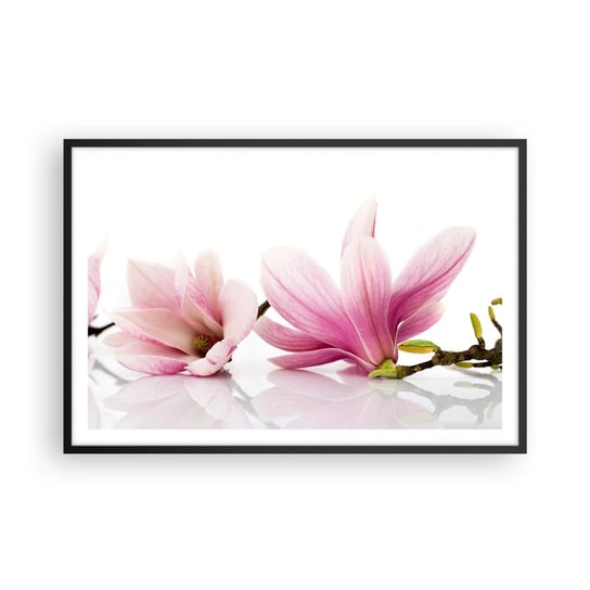 Obraz - Plakat - Delikatne jak powiew wiosny - 91x61cm - Kwiat Magnolia Natura - Foto Plakaty na ścianę w czarnej ramie - Plakat do Salonu Sypialni ARTTOR ARTTOR