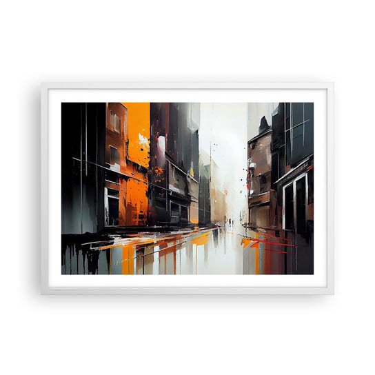 Obraz - Plakat - Deszczowy dzień - 70x50cm - Architektura Sztuka Nowoczesna Miasto - Nowoczesny modny obraz Plakat rama biała ARTTOR ARTTOR
