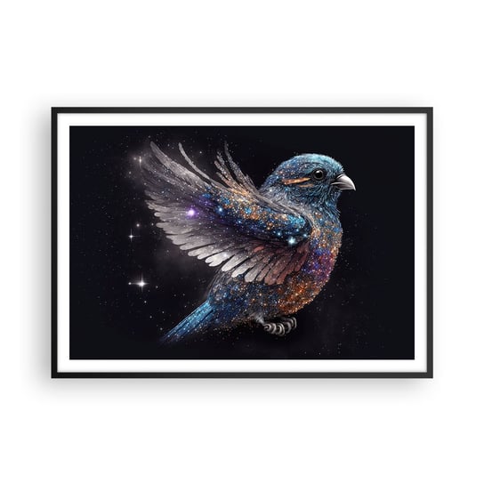 Obraz - Plakat - Diamentowy wróbel - 100x70cm - Ptak Magiczny Kosmos - Foto Plakaty w ramie koloru czarnego do Salonu Sypialni ARTTOR ARTTOR