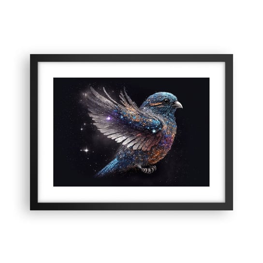Obraz - Plakat - Diamentowy wróbel - 40x30cm - Ptak Magiczny Kosmos - Foto Plakaty na ścianę w czarnej ramie - Plakat do Salonu Sypialni ARTTOR ARTTOR