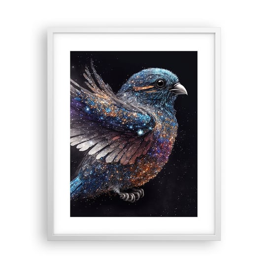 Obraz - Plakat - Diamentowy wróbel - 40x50cm - Ptak Magiczny Kosmos - Foto Plakaty w ramie koloru białego do Salonu Sypialni ARTTOR ARTTOR