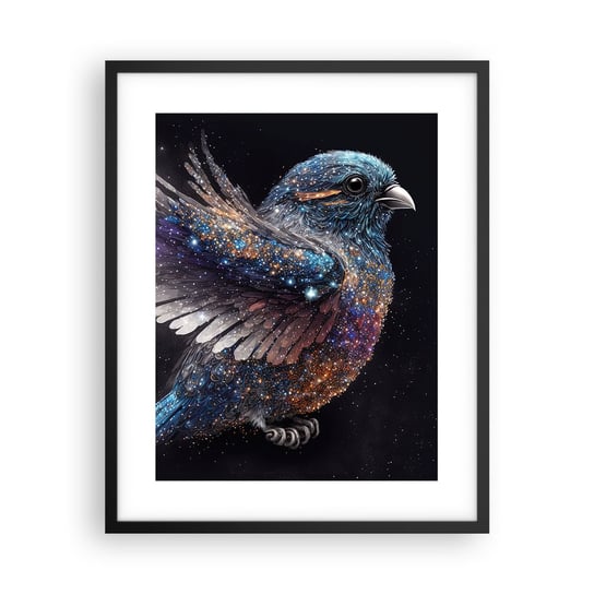 Obraz - Plakat - Diamentowy wróbel - 40x50cm - Ptak Magiczny Kosmos - Foto Plakaty w ramie koloru czarnego do Salonu Sypialni ARTTOR ARTTOR
