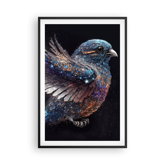 Obraz - Plakat - Diamentowy wróbel - 61x91cm - Ptak Magiczny Kosmos - Foto Plakaty na ścianę w czarnej ramie - Plakat do Salonu Sypialni ARTTOR ARTTOR
