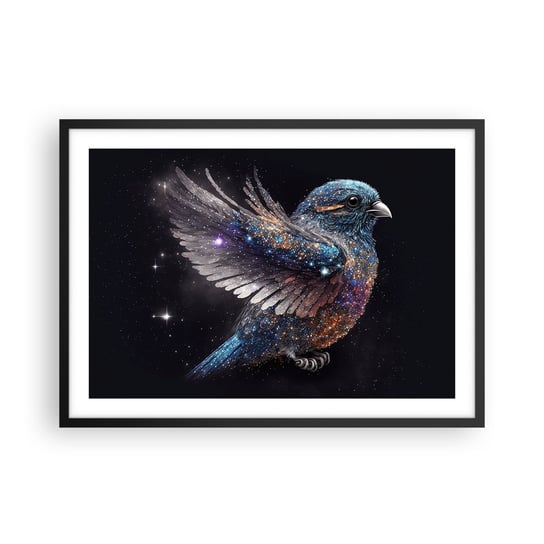 Obraz - Plakat - Diamentowy wróbel - 70x50cm - Ptak Magiczny Kosmos - Nowoczesny modny obraz Plakat czarna rama ARTTOR ARTTOR