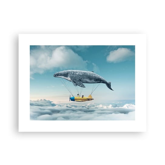 Obraz - Plakat - Dlaczego nie? - 40x30cm - Wieloryb Dzieci Samolot - Foto Plakaty na ścianę bez ramy - Plakat do Salonu Sypialni ARTTOR ARTTOR