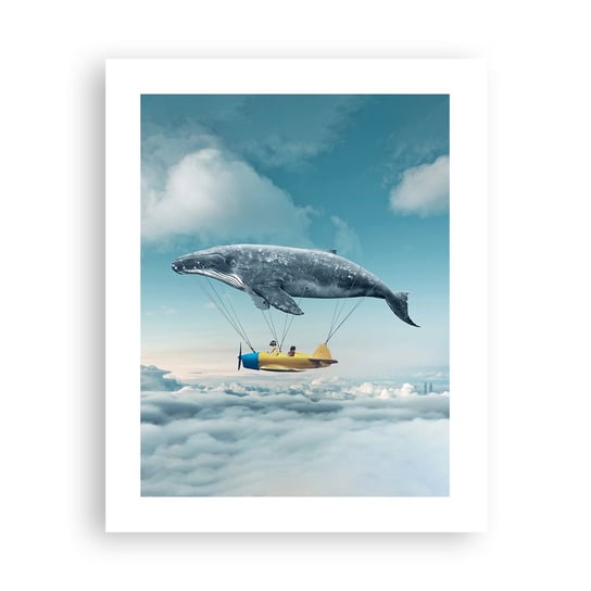 Obraz - Plakat - Dlaczego nie? - 40x50cm - Wieloryb Dzieci Samolot - Foto Plakaty bez ramy do Salonu Sypialni ARTTOR ARTTOR