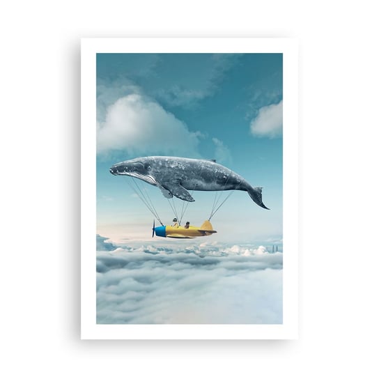 Obraz - Plakat - Dlaczego nie? - 50x70cm - Wieloryb Dzieci Samolot - Nowoczesny modny obraz Plakat bez ramy do Salonu Sypialni ARTTOR ARTTOR