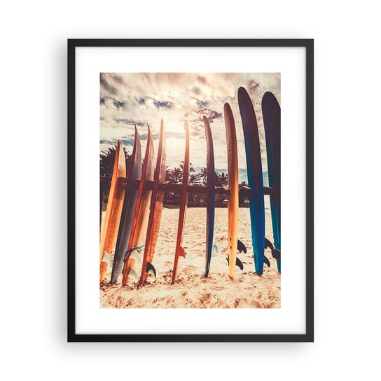Obraz - Plakat - Dobranoc, do jutra - 40x50cm - Surfing Krajobraz Deska Surfingowa - Foto Plakaty w ramie koloru czarnego do Salonu Sypialni ARTTOR ARTTOR