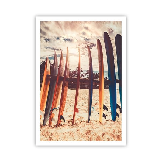 Obraz - Plakat - Dobranoc, do jutra - 70x100cm - Surfing Krajobraz Deska Surfingowa - Foto Plakaty bez ramy na ścianę do Salonu Sypialni ARTTOR ARTTOR