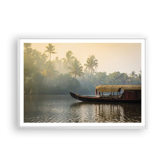 Obraz - Plakat - Dom na rzece - 100x70cm - Indie Krajobraz Rzeka - Foto Plakaty w ramie koloru białego do Salonu Sypialni ARTTOR ARTTOR