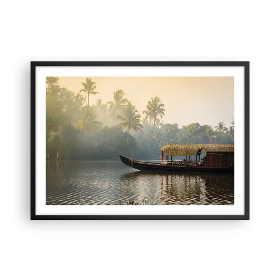 Obraz - Plakat - Dom na rzece - 70x50cm - Indie Krajobraz Rzeka - Nowoczesny modny obraz Plakat czarna rama ARTTOR ARTTOR