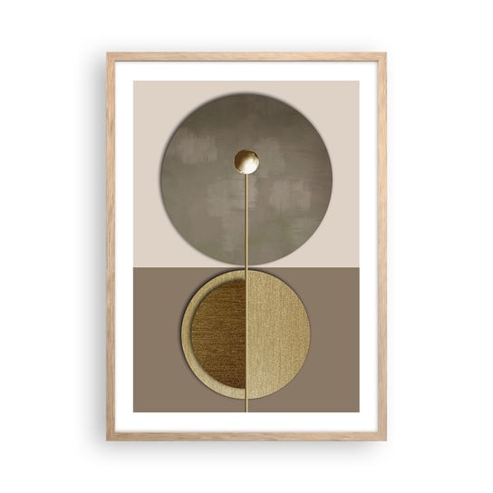 Obraz - Plakat - Doskonała równowaga - 50x70cm - Koła Abstrakcja Art Deco - Nowoczesny modny obraz Plakat rama jasny dąb ARTTOR ARTTOR