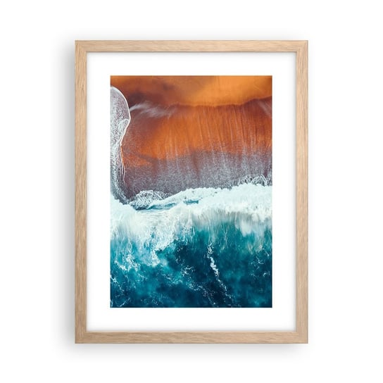 Obraz - Plakat - Dotyk oceanu - 30x40cm - Plaża Morze Woda - Foto Plakaty na ścianę w ramie jasny dąb - Plakat do Salonu Sypialni ARTTOR ARTTOR