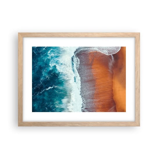 Obraz - Plakat - Dotyk oceanu - 40x30cm - Plaża Morze Woda - Foto Plakaty na ścianę w ramie jasny dąb - Plakat do Salonu Sypialni ARTTOR ARTTOR