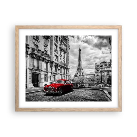Obraz - Plakat - Drapieżnik w mieście - 50x40cm - Miasto Wieża Eiffla Paryż - Foto Plakaty w ramie koloru jasny dąb do Salonu Sypialni ARTTOR ARTTOR