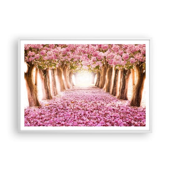 Obraz - Plakat - Droga do raju - 100x70cm - Krajobraz Kwiaty Drzewo - Foto Plakaty w ramie koloru białego do Salonu Sypialni ARTTOR ARTTOR
