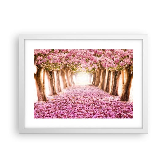 Obraz - Plakat - Droga do raju - 40x30cm - Krajobraz Kwiaty Drzewo - Foto Plakaty na ścianę w ramie białej - Plakat do Salonu Sypialni ARTTOR ARTTOR
