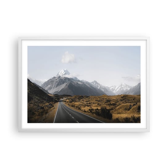 Obraz - Plakat - Droga do serca gór - 70x50cm - Krajobraz Górska Droga Alpy - Nowoczesny modny obraz Plakat rama biała ARTTOR ARTTOR
