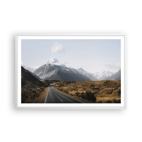 Obraz - Plakat - Droga do serca gór - 91x61cm - Krajobraz Górska Droga Alpy - Foto Plakaty na ścianę w ramie białej - Plakat do Salonu Sypialni ARTTOR ARTTOR