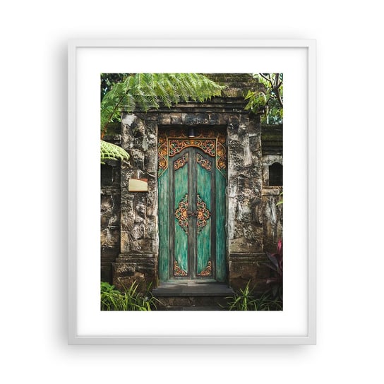 Obraz - Plakat - Drzwi do egzotycznego świata - 40x50cm - Drzwi Z Ornamentem Architektura Tajemnica - Foto Plakaty w ramie koloru białego do Salonu Sypialni ARTTOR ARTTOR