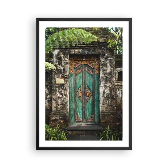 Obraz - Plakat - Drzwi do egzotycznego świata - 50x70cm - Drzwi Z Ornamentem Architektura Tajemnica - Nowoczesny modny obraz Plakat czarna rama ARTTOR ARTTOR
