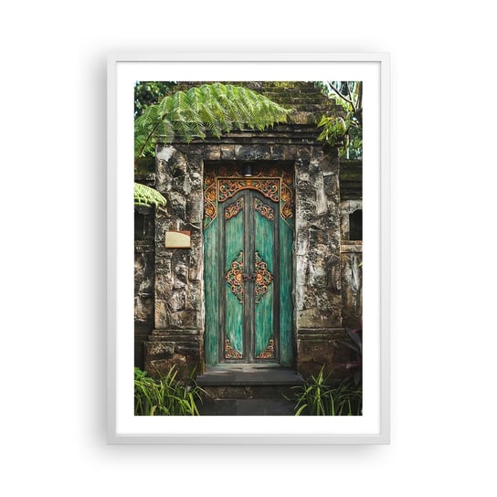 Obraz - Plakat - Drzwi do egzotycznego świata - 50x70cm - Drzwi Z Ornamentem Architektura Tajemnica - Nowoczesny modny obraz Plakat rama biała ARTTOR ARTTOR