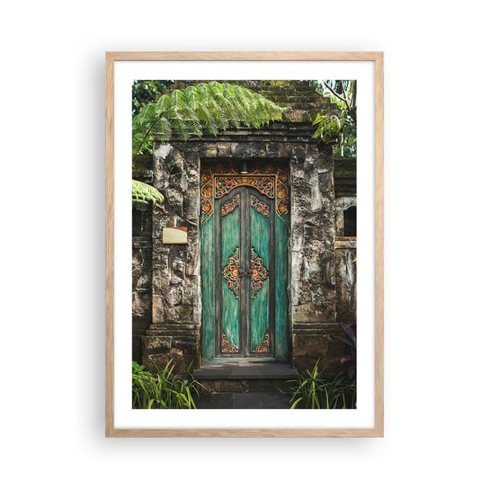 Obraz - Plakat - Drzwi do egzotycznego świata - 50x70cm - Drzwi Z Ornamentem Architektura Tajemnica - Nowoczesny modny obraz Plakat rama jasny dąb ARTTOR ARTTOR