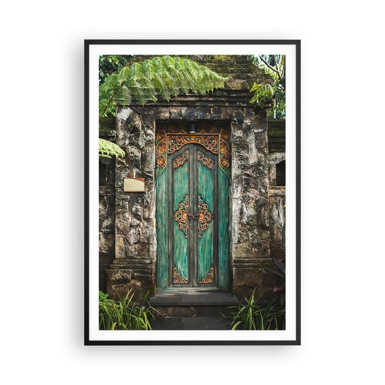 Obraz - Plakat - Drzwi do egzotycznego świata - 70x100cm - Drzwi Z Ornamentem Architektura Tajemnica - Foto Plakaty w ramie koloru czarnego do Salonu Sypialni ARTTOR ARTTOR