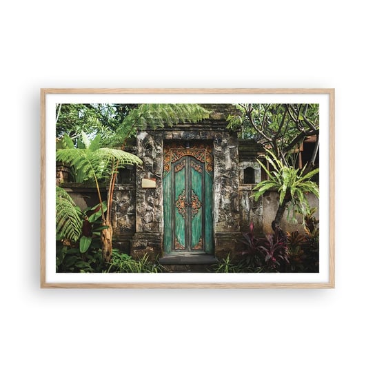 Obraz - Plakat - Drzwi do egzotycznego świata - 91x61cm - Drzwi Z Ornamentem Architektura Tajemnica - Foto Plakaty na ścianę w ramie jasny dąb - Plakat do Salonu Sypialni ARTTOR ARTTOR