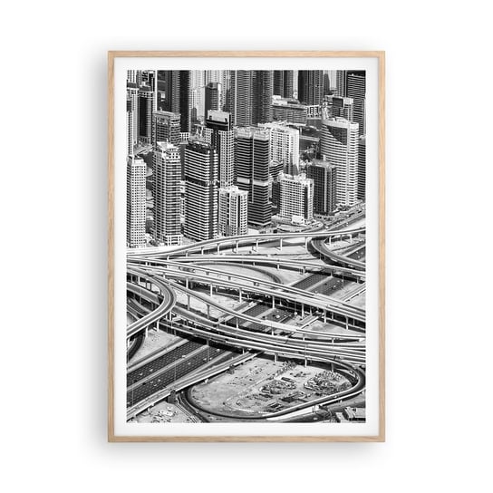 Obraz - Plakat - Dubaj – miasto niemożliwe - 70x100cm - Miasto Architektura Metropolia - Foto Plakaty w ramie koloru jasny dąb do Salonu Sypialni ARTTOR ARTTOR