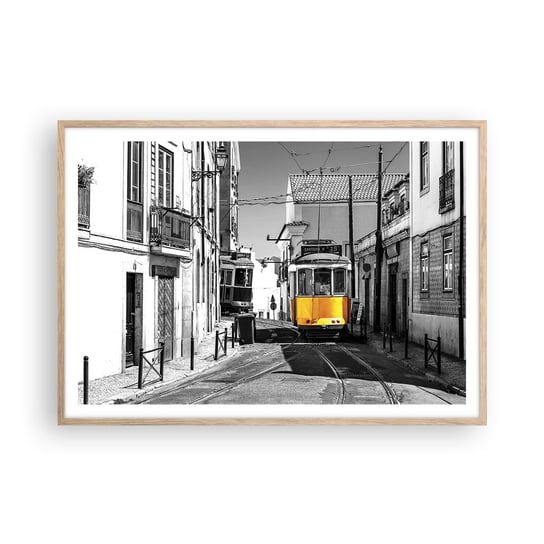 Obraz - Plakat - Duch Lizbony - 100x70cm - Miasto Lizbona Architektura - Foto Plakaty w ramie koloru jasny dąb do Salonu Sypialni ARTTOR ARTTOR