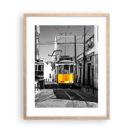Obraz - Plakat - Duch Lizbony - 40x50cm - Miasto Lizbona Architektura - Foto Plakaty w ramie koloru jasny dąb do Salonu Sypialni ARTTOR ARTTOR