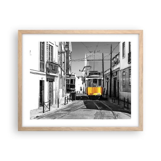 Obraz - Plakat - Duch Lizbony - 50x40cm - Miasto Lizbona Architektura - Foto Plakaty w ramie koloru jasny dąb do Salonu Sypialni ARTTOR ARTTOR