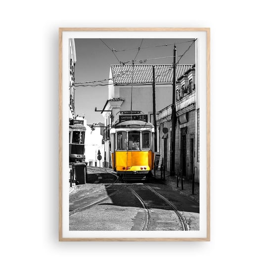 Obraz - Plakat - Duch Lizbony - 70x100cm - Miasto Lizbona Architektura - Foto Plakaty w ramie koloru jasny dąb do Salonu Sypialni ARTTOR ARTTOR