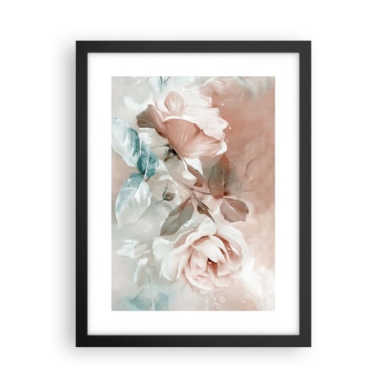Obraz - Plakat - Duch romantyzmu - 30x40cm - Kwiaty Romantyczny Róże - Foto Plakaty na ścianę w czarnej ramie - Plakat do Salonu Sypialni ARTTOR ARTTOR