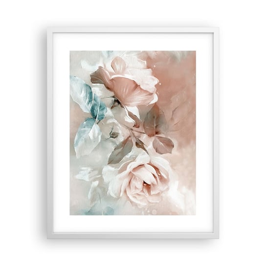 Obraz - Plakat - Duch romantyzmu - 40x50cm - Kwiaty Romantyczny Róże - Foto Plakaty w ramie koloru białego do Salonu Sypialni ARTTOR ARTTOR