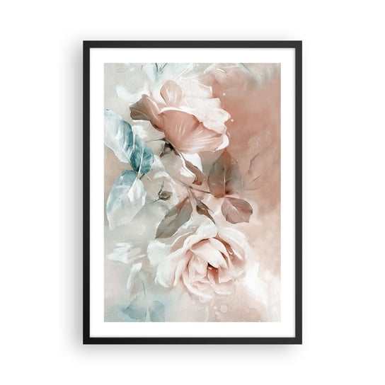Obraz - Plakat - Duch romantyzmu - 50x70cm - Kwiaty Romantyczny Róże - Nowoczesny modny obraz Plakat czarna rama ARTTOR ARTTOR