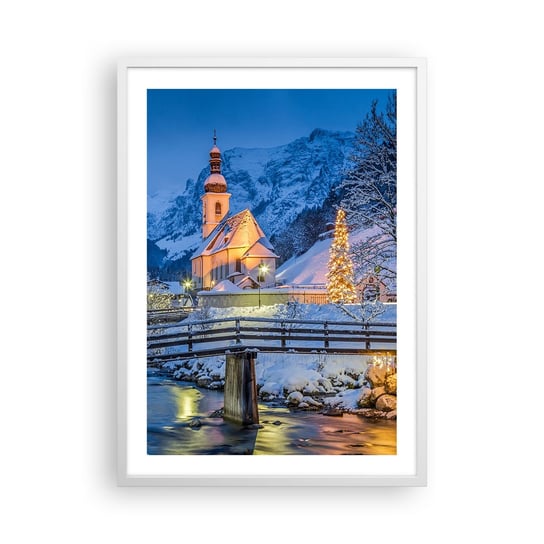 Obraz - Plakat - Duch Świąt - 50x70cm - Krajobraz Górski Alpy Góry - Nowoczesny modny obraz Plakat rama biała ARTTOR ARTTOR