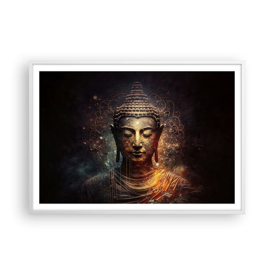 Obraz - Plakat - Duchowa równowaga - 100x70cm - Budda Medytacja Religia - Foto Plakaty w ramie koloru białego do Salonu Sypialni ARTTOR ARTTOR