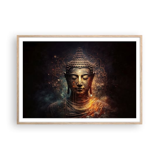Obraz - Plakat - Duchowa równowaga - 100x70cm - Budda Medytacja Religia - Foto Plakaty w ramie koloru jasny dąb do Salonu Sypialni ARTTOR ARTTOR