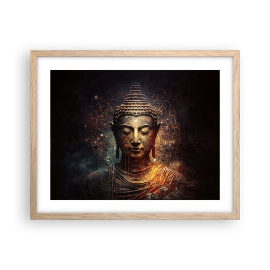 Obraz - Plakat - Duchowa równowaga - 50x40cm - Budda Medytacja Religia - Foto Plakaty w ramie koloru jasny dąb do Salonu Sypialni ARTTOR ARTTOR