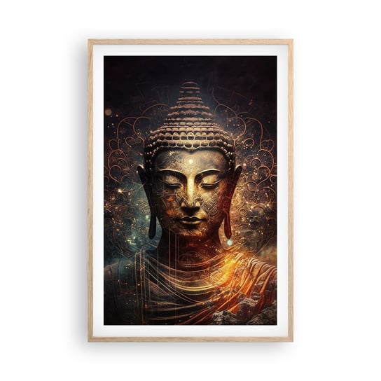 Obraz - Plakat - Duchowa równowaga - 61x91cm - Budda Medytacja Religia - Foto Plakaty na ścianę w ramie jasny dąb - Plakat do Salonu Sypialni ARTTOR ARTTOR