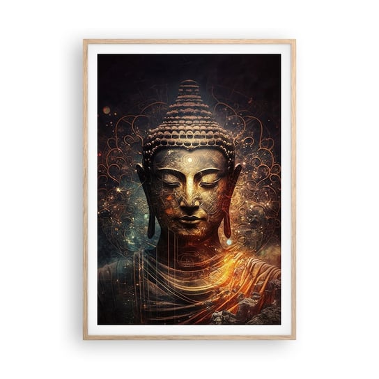 Obraz - Plakat - Duchowa równowaga - 70x100cm - Budda Medytacja Religia - Foto Plakaty w ramie koloru jasny dąb do Salonu Sypialni ARTTOR ARTTOR