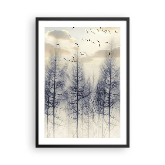 Obraz - Plakat - Duchy lasu - 50x70cm - Krajobraz Las Natura - Nowoczesny modny obraz Plakat czarna rama ARTTOR ARTTOR