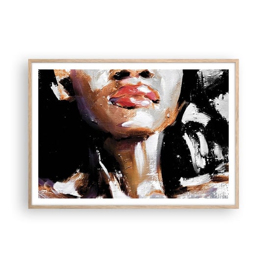 Obraz - Plakat - Duma bez uprzedzeń - 100x70cm - Portret Kobiety Kobieta Afroamerykanka - Foto Plakaty w ramie koloru jasny dąb do Salonu Sypialni ARTTOR ARTTOR